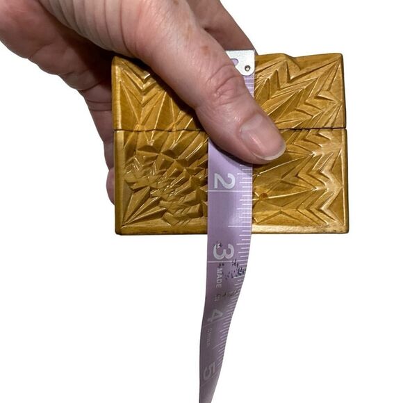 ROYAL TABULA Small Carved Wooden Box Wedding/Engagement Ring Bearer Ring Box - Picture 12 of 13